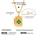 Detail of 18K gold stainless steel locket with green four-leaf clover design and dimensions - Green Clover Style (JDN0308033)