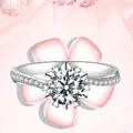 Elegant silver snowflake twisted arm ring featuring a 1 carat sparkling center stone - Ljz-53 [1 Carat] / Adjustable Open