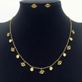 Evil eye jewelry set in gold finish featuring crystal necklace and matching earrings - Evil Eye Style (KS201152-MW)
