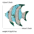 Sprankelende tropische visbroche met blauwe kristallen en groene emaille vinnen - Blauw