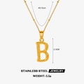 Collier en acier inoxydable doré avec pendentif lettre B carré et chaîne torsadée élégante - Lettre B