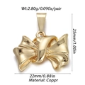Detail of gold bow pendant with technical specs: 25mm height and 2.80g weight in copper - Large Gold Bow (YSN007-05)