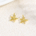 Macro shot of two golden starfish charms with detailed texture for DIY jewelry making - Starfish / Gold