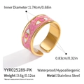 Detaillierte Größenangaben für den pinkfarbenen Emaille-Ring aus Edelstahl mit Maßen - Rosa (YYR025289-PK)
