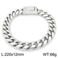 Dettaglio del bracciale a maglia cubana Miami da 12mm in acciaio con chiusura a scatola - Bracciale Color Argento (KB188229-KJX)