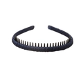 Minimalist crystal beaded headband with navy blue satin wrap and black inner teeth comb - 127 Solid-Navy Blue