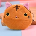 Cute orange tiger plush coin purse with metal zipper and hanging bead chain strap - Orange Tangerine Cat