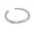 Pulsera de cadena cubana de acero de titanio 18K para hombre con placa de engranajes - Oro de 18K / Color Acero