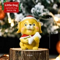 Miniature Christmas dog figurine with Santa hat and bone, 4.6x3.5x5.7cm resin decoration - Puppy SD07