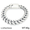 Bracciale cubano 15mm in acciaio inossidabile argento lucido con chiusura a scatola - Colore Acciaio (KB204381-KJX)