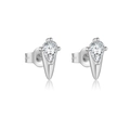 S925 sterling silver stud earrings with pear-cut cubic zirconia in a silver finish - Silver-Teardrop Star