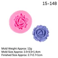 Pink rose silicone fondant mold with blue floral sample for DIY cake decoration - 6# Rose (Pink)