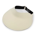 Foldable beige open-top sun hat with wide black elastic headband for outdoor activities - Beige