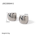 Boucles d'oreilles en acier inoxydable argenté poli avec dimensions détaillées - Forme en C Poli Miroir / Argenté