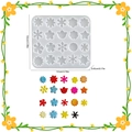 20-hole resin silicone mold for snowflake and star earrings with dimension markings - Silicone Mold / Flower Stud Earrings