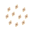 Detailed close-up of ten white enamel daisy flower charms with gold alloy metal borders - 10 Pieces Pack / 8# Double Loop Daisy