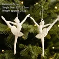 Set of two white glitter ballerina angel ornaments hanging on a glowing Christmas tree - Ballet Style 1 (Set of 2)