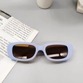 Kids trendy narrow rectangular sunglasses in matte periwinkle blue with dark brown lenses - Blue