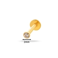 Titanium push-pin piercing sieraad met 2mm heldere zirkoon in gouden afwerking - Edelsteen Diameter 2mm / Goud