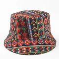 Détail de l'imprimé floral bohème coloré sur le chapeau bob en toile durable anti-soleil - M(56-58cm) / Imprimé Ethnique Multicolore (39#)