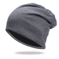 Gorro slouchy de punto gofre gris para hombre con forro cálido de doble capa - Estilo con Forro de Felpa / Gris