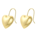 Eleganti orecchini a cuore dorati con finitura metallica lucida e minimalista - Cuore 3D (VE1560) / Oro