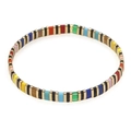 Bracelet élastique en perles Tila colorées avec intercalaires dorés au style bohème - Mélange Arc-en-ciel Entretoises Or