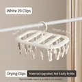 White 20-clip drying rack for socks and baby clothes measuring 28.5x21.5cm - Thickened Stackable 20-Clip Drying Rack - Moon White