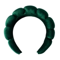 Deep green velvet padded headband for women featuring a stylish segmented puffed design - Velvet Headband - Green