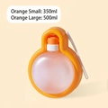 Portable orange pet water bottle in 350ml and 500ml sizes with hanging rope and bowl - Small 350ml / Orange