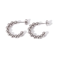 Detailed view of silver spherical bead earrings made of premium polished metal - Silver Style (TE6065-S)
