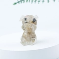 Mini Schnauzer crystal dog figurine in transparent resin with amber-yellow stones - 15 Rutilated Quartz