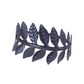 Elegant matte black metal napkin ring with detailed laurel leaf design on white background - Leaf / Black