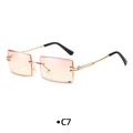 Frameless square sunglasses with gold metal frame and sunset pink-orange gradient lenses - C7 Orange Yellow Gradient