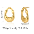 Minimalist double-layered gold earrings with irregular oval design and zirconia accents - Gold Irregular Oval Style (KE0750)