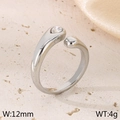 Anillo de serpiente plateado con gema de gota y detalles de 12 mm de ancho - US 6 / Color Acero