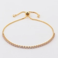 Adjustable gold tennis bracelet with cubic zirconia stones and box chain sliding clasp - Light Blue Zircon 2.5mm Bracelet