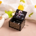 Hand-cranked wooden music box featuring Nightmare Before Christmas character illustration - Halloween I