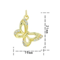 Golden butterfly pendant with inlaid crystals and measurement details 21mm by 19mm - Gold White Zirconia-Butterfly 0465
