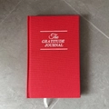 A5 red linen fabric Gratitude Journal notebook with elegant white lettering - Red