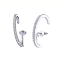 Classic S925 sterling silver stud earrings with zircon micro-pave setting in silver - Silver C-shaped Streamline Rhinestone Studs (SE386-P)