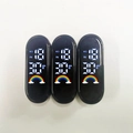 Detail of LED sports watch movement showing digital time 18:30 and rainbow icon - Rainbow Module