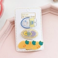 Juego de tres pinzas para el cabello de acrílico con animales lindos para niñas - Estilo Conejo Zanahoria (2-Zanahoria)