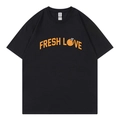 Sturniolo Triplets Love Varsity t-shirt in black cotton with orange Fresh Love print - S / Black