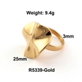 Minimalistischer goldener Edelstahlring mit breitem Wellendesign und 25mm Oberteil - US 6 / Wellenbreiter-Stil / Gold