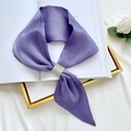 Elegant purple satin neck scarf with sparkly rhinestone buckle on a white background - 80-100cm / Purple
