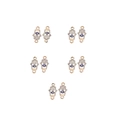 Macro shot of gold Hamsa hand charms with blue evil eye detail and clear rhinestones - Gold Hamsa Hand Blue Evil Eye (XH40717) / 10 Pieces Pack