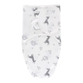 Newborn swaddle set with gray giraffe and elephant prints on white soft fabric - Elephant Giraffe Pattern Swaddle