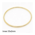 Minimalist 55mm inner diameter 2mm thin gold-plated stainless steel round bangle - Gold (Single) / 55*2mm