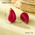 Elegant red teardrop enamel earrings with gold accents and 2.7cm length drop style - Teardrop / Deep Pink